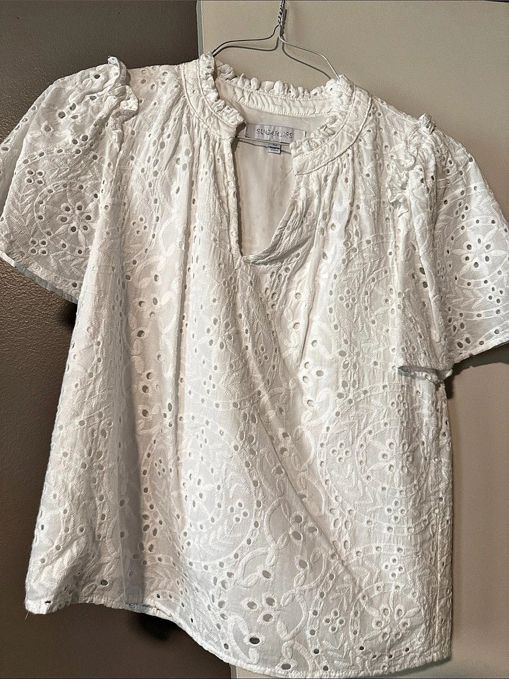 SUGARLIPS Eyelet Blouse in White Size XS Like New
